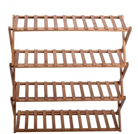 Yatai - 4-Tier Foldable Bamboo Wooden Shoe Rack Multifunctional Free-Standing Shoe Shelf