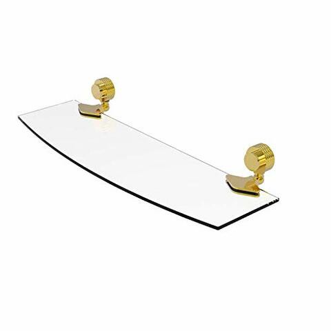 Allied Precision Industries Allied Brass 433G/18-Pb Venus Collection 18 Inch Groovy Accents Glass Shelf, 18-Inch By 5-Inch, Polished Brass