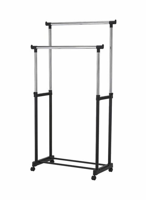 Metal Multipurpose Clothing Rack Black/Silver Medium