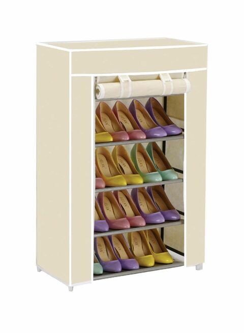 Almufarrej 5-Layered Shoe Rack Beige/White 90X60X30Cm