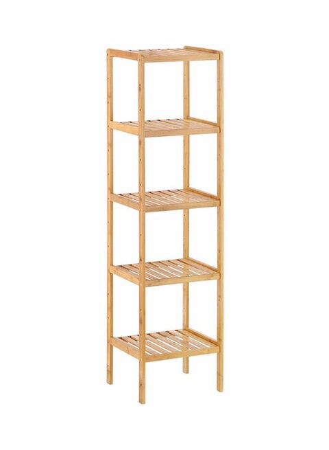 5-Tier Bamboo Shelf Storage Rack Brown 37x37x140centimeter