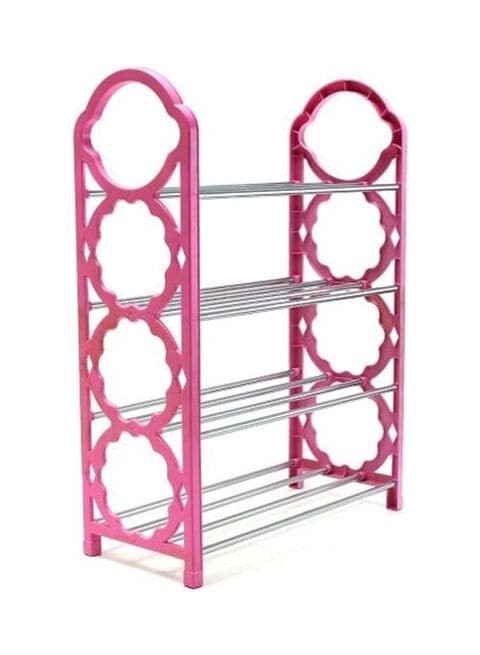 Generic 4-Tier Shoe Rack Pink/Silver