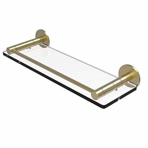 Allied Precision Industries Allied Brass Fr-1/16G Fresno Collection 16 Inch Vanity Rail Glass Shelf, Satin Brass