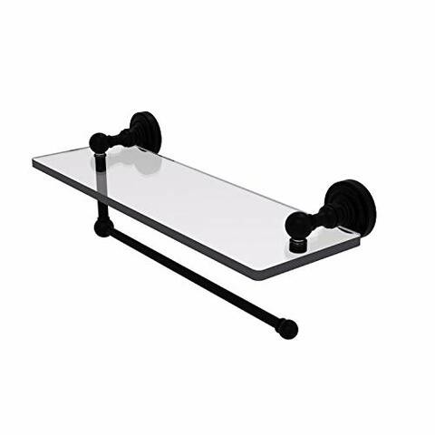 Allied Precision Industries Allied Brass Dt-1Pt/16 Dottingham Collection Paper Towel Holder With 16 Inch Glass Shelf, Matte Black