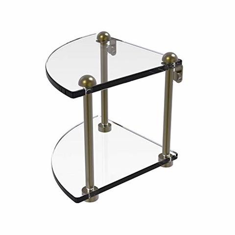 Allied Brass Rc-3 Two Tier Corner Glass Shelf, Antique Brass