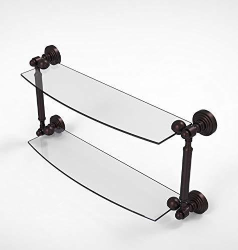 Allied Precision Industries Allied Brass Wp-34/18 Waverly Place Collection 18 Inch Two Tiered Glass Shelf, Antique Bronze