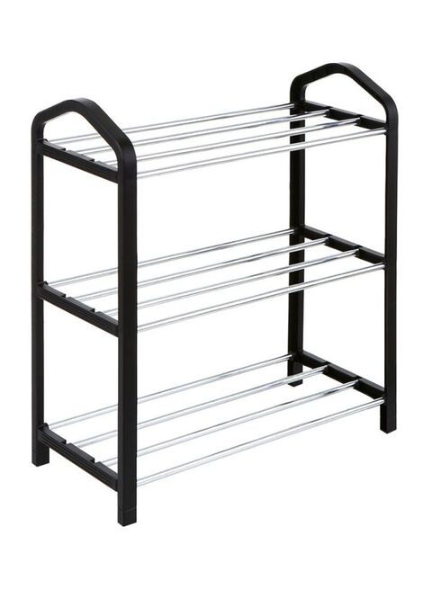 Generic 3-Tier Shoe Rack Black/Silver