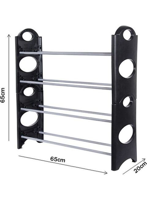 Generic Tiers Shelf Shoes Rack Storage Organizer Silver/Black 66x6x23cm