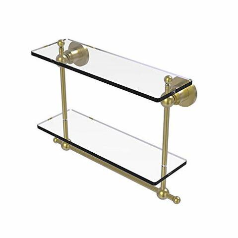 Allied Precision Industries Allied Brass Ap-2Tb/16 Astor Place Collection 16 Inch Two Tiered Integrated Towel Bar Glass Shelf, Satin Brass