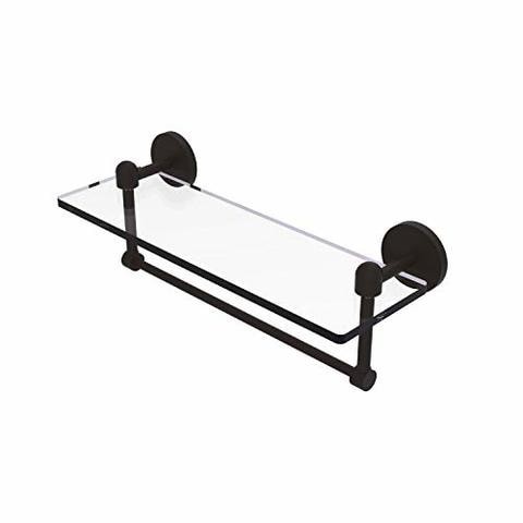 Allied Precision Industries Allied Brass Ta-1Tb/16-Orb Glass Shelf With Towel Bar, 16-Inch X 5-Inch