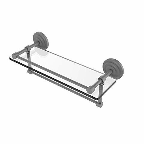 Allied Precision Industries Allied Brass Qn-1Tb/16-Gal 16 Inch Gallery Towel Bar Glass Shelf, Matte Gray