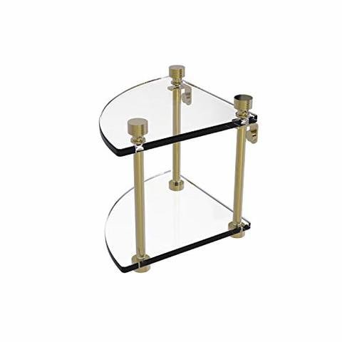 Allied Precision Industries Allied Brass Ft-3 Foxtrot Collection Two Tier Corner Glass Shelf, Unlacquered Brass