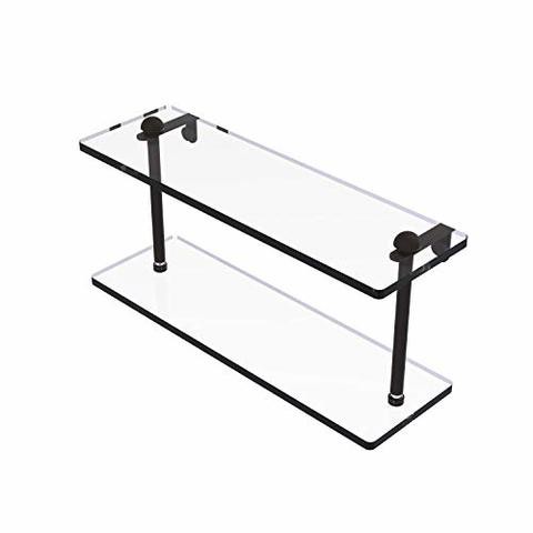 Allied Precision Industries Allied Brass Rc-2/16 16 Inch Two Tiered Glass Shelf, Oil Rubbed Bronze