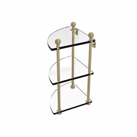 Allied Precision Industries Allied Brass Ma-6 Mambo Collection 3 Tier Corner Glass Shelf, Satin Brass