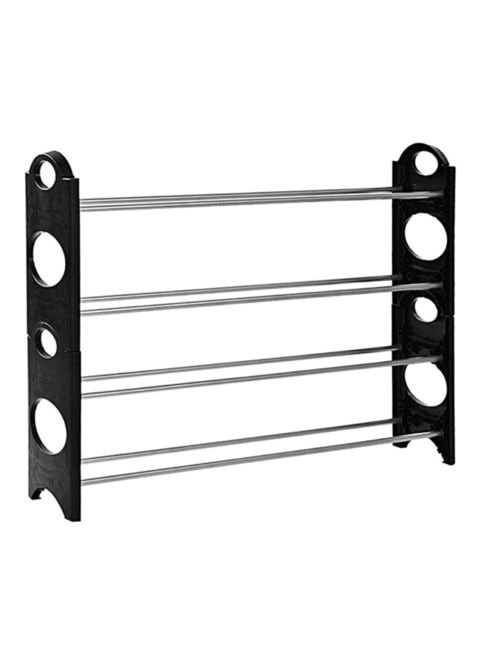 Generic 4 Tier Stackable Shoe Rack Black/ Silver 66Centimeter