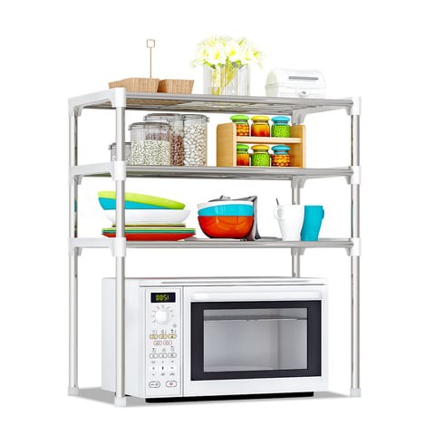 Decdeal - 3-Tier Multi-functional Kitchen Storage Shelf Rack Microwave Oven Shelving Unit