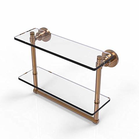 Allied Precision Industries Allied Brass Ws-2Tb/16 Washington Square Collection 16 Inch Two Tiered Integrated Towel Bar Glass Shelf, Brushed Bronze