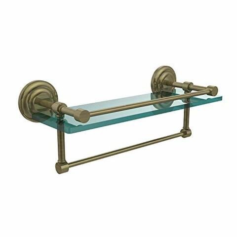 Allied Precision Industries Allied Brass Qn-1Tb/16-Gal-Abr 16 Inch Gallery Towel Bar Glass Shelf, Antique Brass