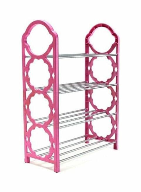 Generic 4-Tier Shoe Rack Pink/Silver