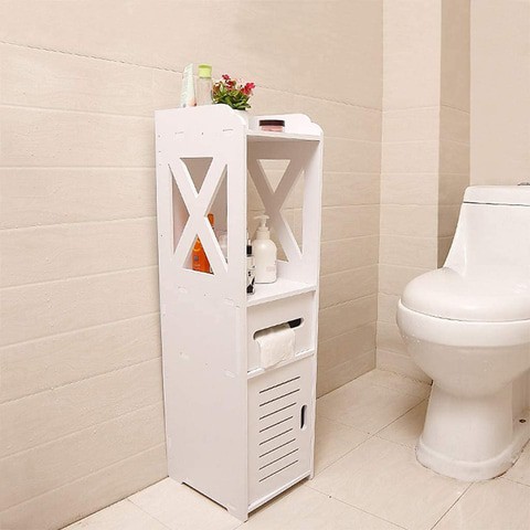 LINGWEI Bathroom Storage Corner Floor Cabinet Thin Toilet Vanity Cabinet Towel Storage Shelf for Paper Holder Washstand Storage