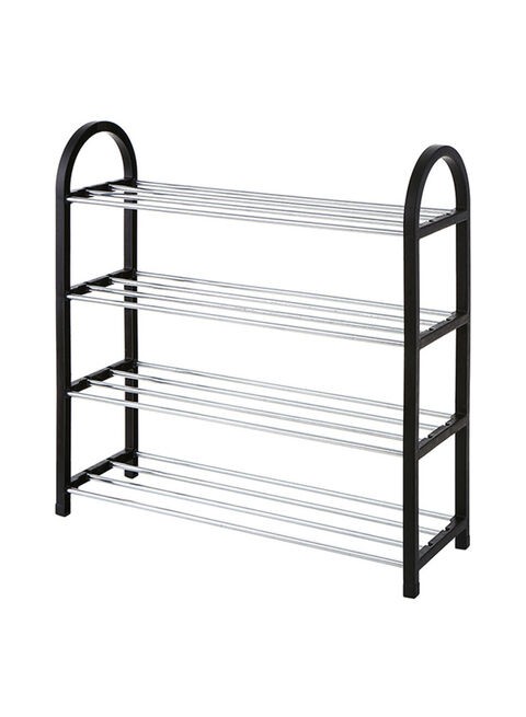 Generic 4-Tier Shoe Tower Rack Black/Silver 58X5X18cm