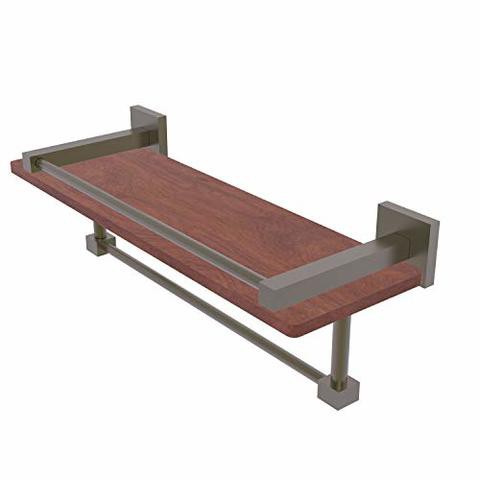 Allied Precision Industries Allied Brass Mt-1-16Tb-Gal-Irw Montero Collection 16 Inch Ipe Ironwood Gallery Rail And Towel Bar Wood Shelf, Antique Bras