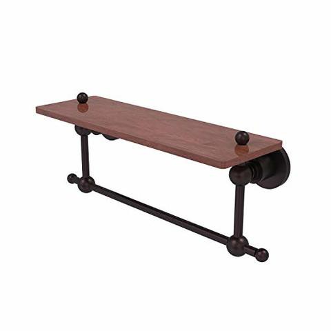 Allied Precision Industries Allied Brass Ap-1Tb-16-Irw Astor Place Collection 16 Inch Solid Ipe Ironwood Integrated Towel Bar Wood Shelf, Antique