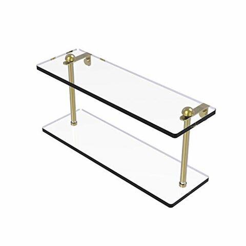 Allied Precision Industries Allied Brass Rc-2/16 16 Inch Two Tiered Glass Shelf, Satin Brass