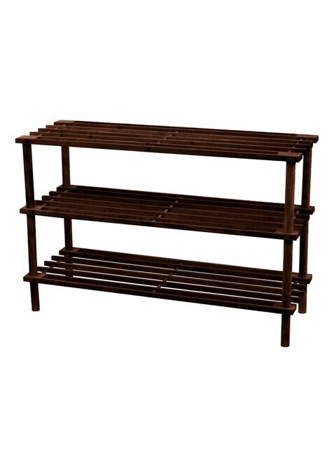 Homebox 3-Tier Wooden Shoe Rack Brown