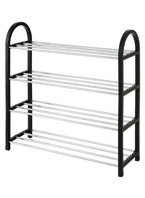 Generic 4-Tier Shoe Organizer Rack Silver/Black