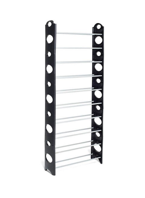 Generic 10 Layer Stackable Shoe Rack Black/White 25x60.6x7.9centimeter