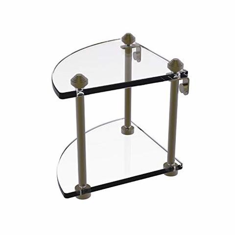 Allied Precision Industries Allied Brass Sb-3 Southbeach Collection Two Tier Corner Glass Shelf, Antique Brass