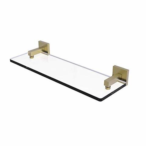 Allied Precision Industries Allied Brass Mt-1-16 Montero Collection 16 Inch Vanity Beveled Edges Glass Shelf, Satin Brass