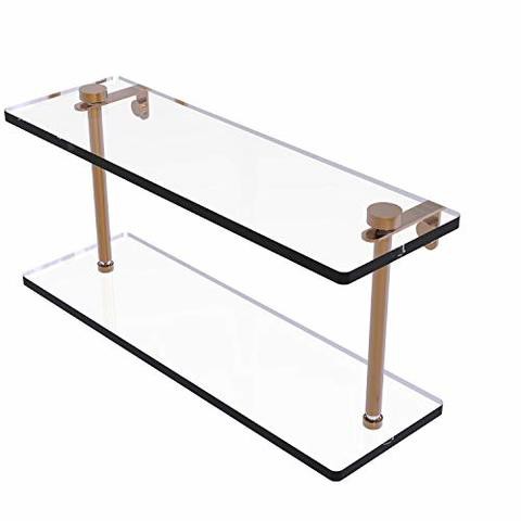 Allied Precision Industries Allied Brass Ns-2/16 16 Inch Two Tiered Glass Shelf, Brushed Bronze
