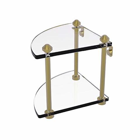 Allied Precision Industries Allied Brass Sb-3 Southbeach Collection Two Tier Corner Glass Shelf, Satin Brass