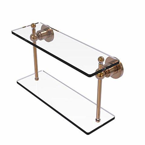 Allied Precision Industries Allied Brass Ap-2/16 Astor Place Collection 16 Inch Two Tiered Glass Shelf, Brushed Bronze