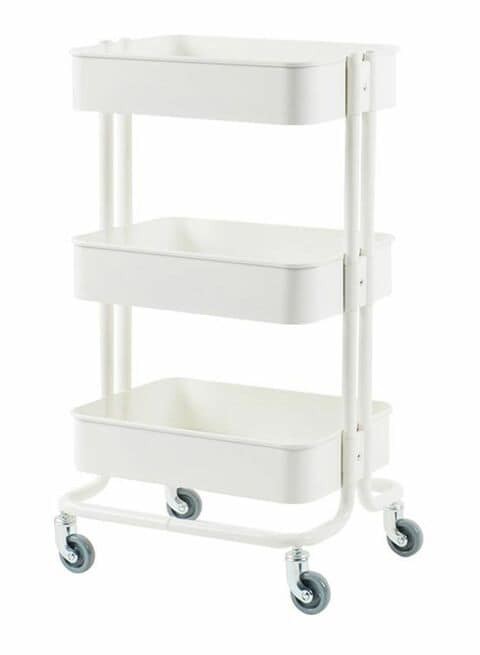 East Lady 3-Tier Utility Cart Storage Rack With Wheels White