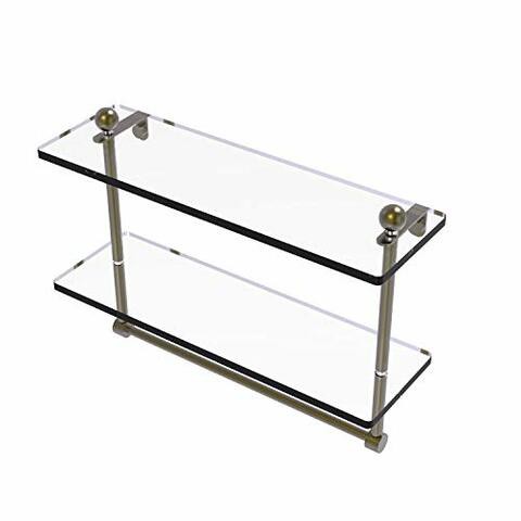 Allied Precision Industries Allied Brass Pr-2/16Tb 16 Inch Two Tiered Integrated Towel Bar Glass Shelf, Antique Bronze