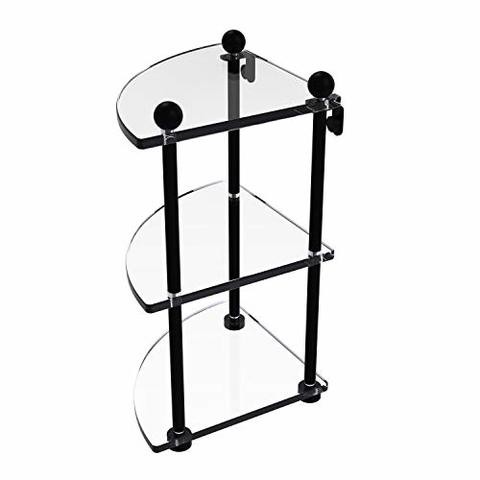 Allied Precision Industries Allied Brass Pr-6 Three Tier Corner Glass Shelf, Matte Black