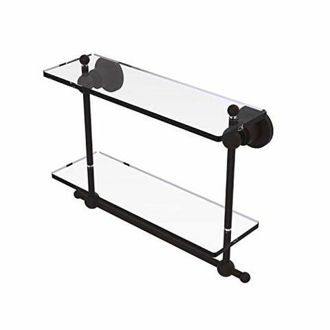 Allied Precision Industries Allied Brass Ap-2Tb/16 Astor Place Collection 16 Inch Two Tiered Integrated Towel Bar Glass Shelf, Oil Rubbed Bronze