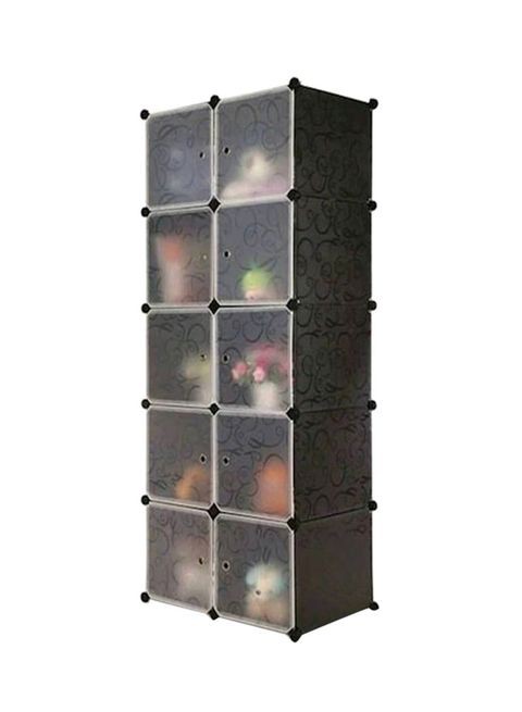 Generic - 10-Cube DIY Wardrobe Black 75 x 46.5 x 162centimeter