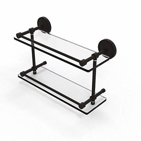 Allied Precision Industries Allied Brass Prbp-2/16-Gal-Orb Prestige Regal 16 Inch Double Gallery Rail Glass Shelf, Oil Rubbed Bronze