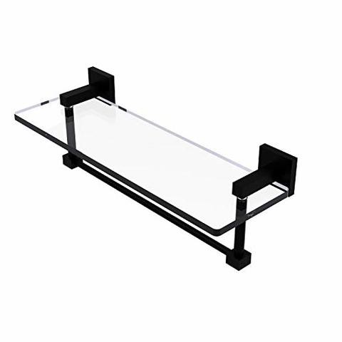 Allied Precision Industries Allied Brass Mt-1-16Tb Montero Collection 16 Inch Vanity Integrated Towel Bar Glass Shelf, Matte Black