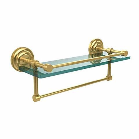 Allied Precision Industries Allied Brass Qn-1Tb/16-Gal-Pb 16 Inch Gallery Towel Bar Glass Shelf, Polished Brass