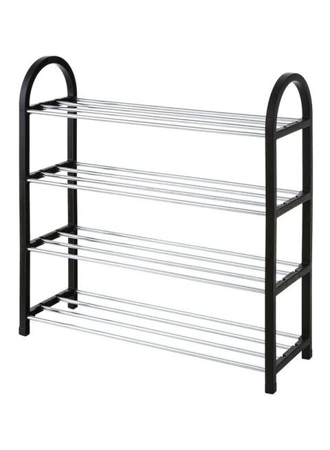 Generic 4-Tier Shoe Rack Organizer Black/Silver