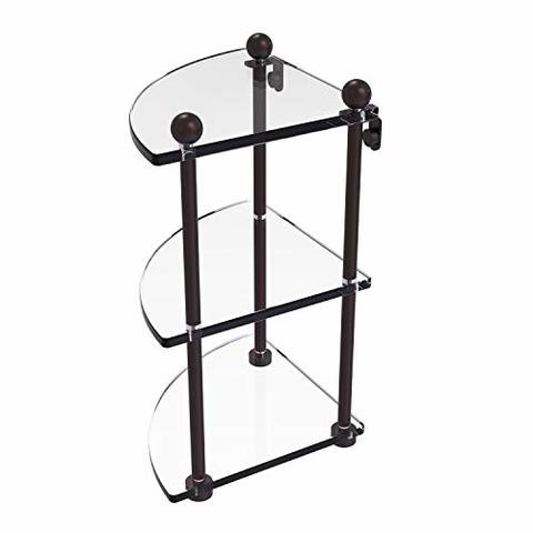 Allied Precision Industries Allied Brass Pr-6 Three Tier Corner Glass Shelf, Antique Bronze