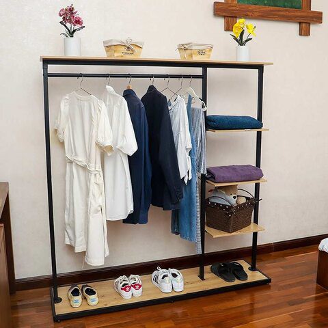 Yatai Metal Wood Clothes Garment Rack