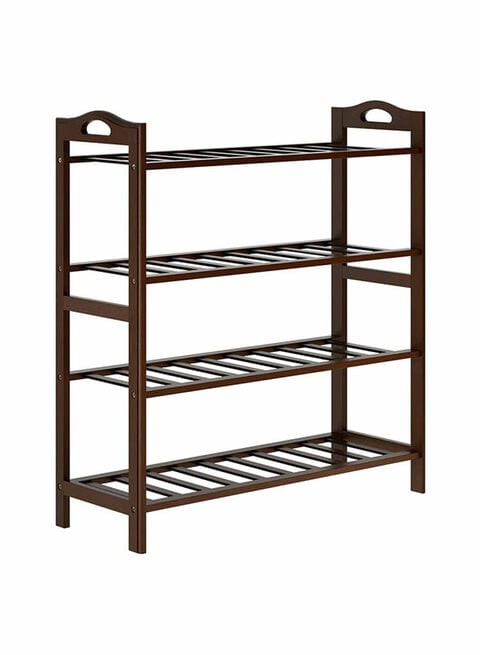 4-Tier Shoe Rack Organizer Dark Brown Bamboo