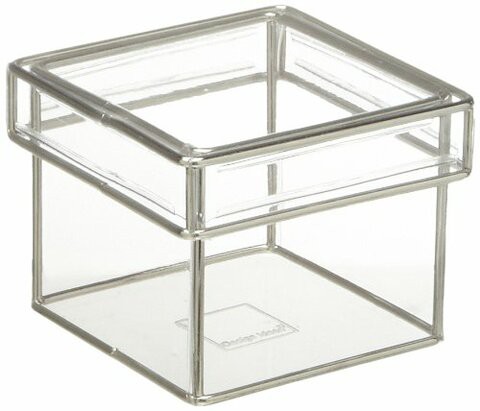 Design Ideas Lookers Box, 3.3&quot; X 3.3&quot; X 2.5&quot; Soft Vinyl Storage Bin With Lid, Clear Pvc Plastic With Metal Wire Frame (Tiny)