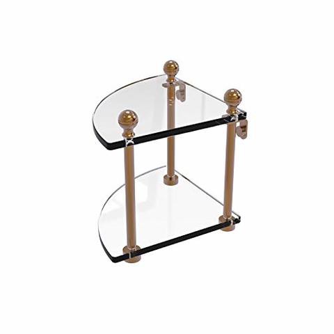 Allied Precision Industries Allied Brass Ma-3-Bbr Mambo Collection 2 Tier Corner Glass Shelf, Brushed Bronze